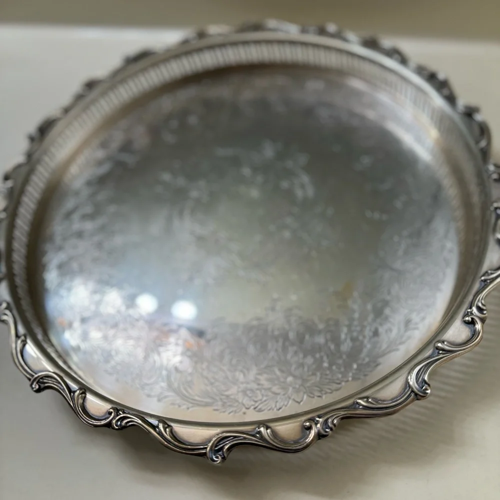 Vintage antique Joanne Silverplate Hollowware webster wilcox tray plate serving